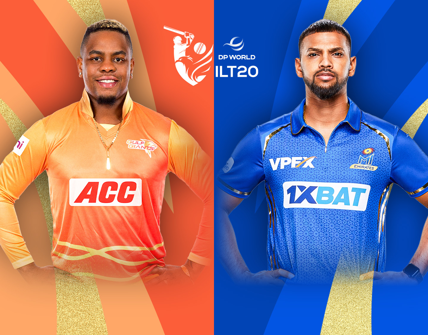 Match 26 of dp world international league t20, 2025: gulf giants vs mi emirates banner