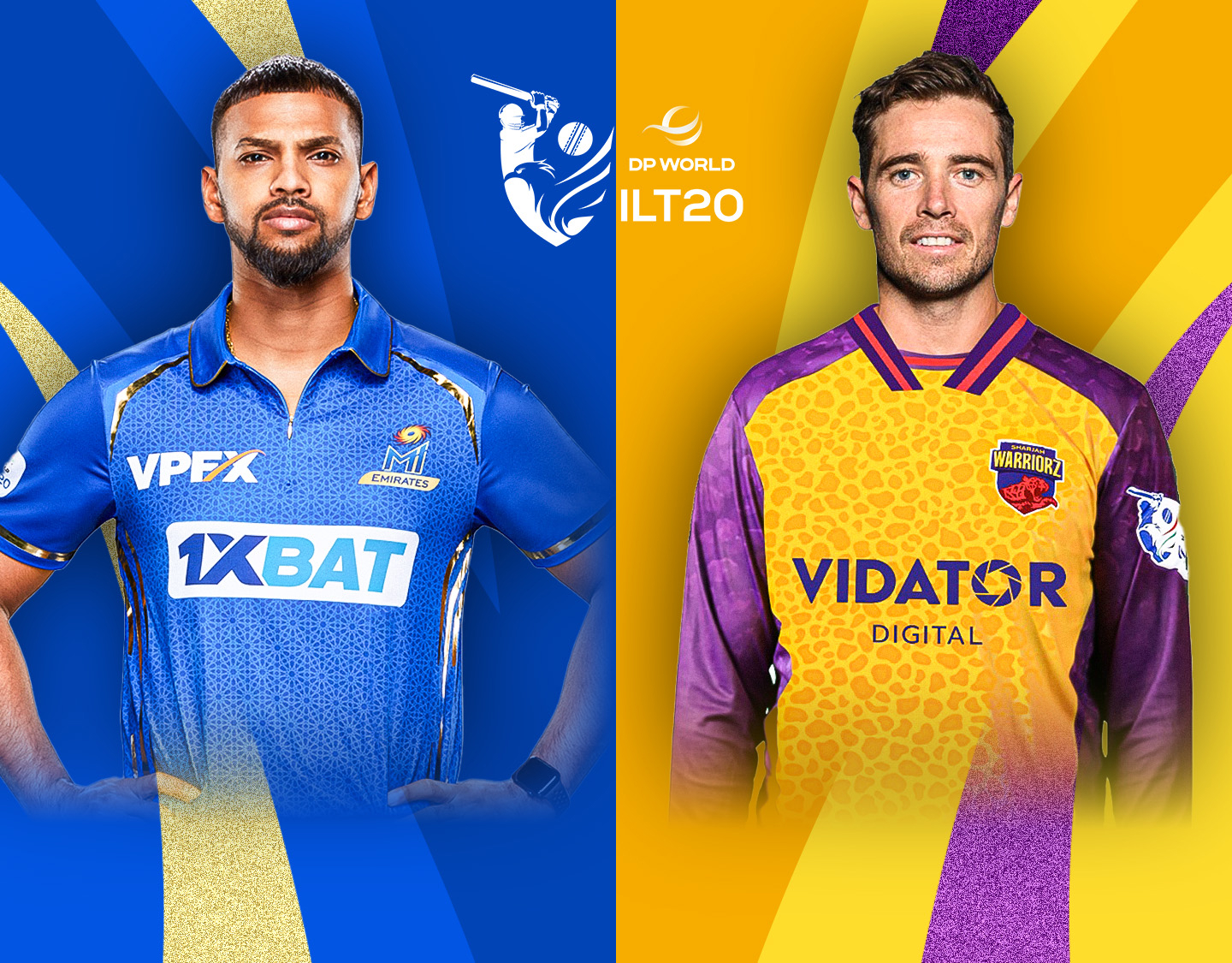 Match 28 of dp world international league t20, 2025: mi emirates vs sharjah warriorz banner