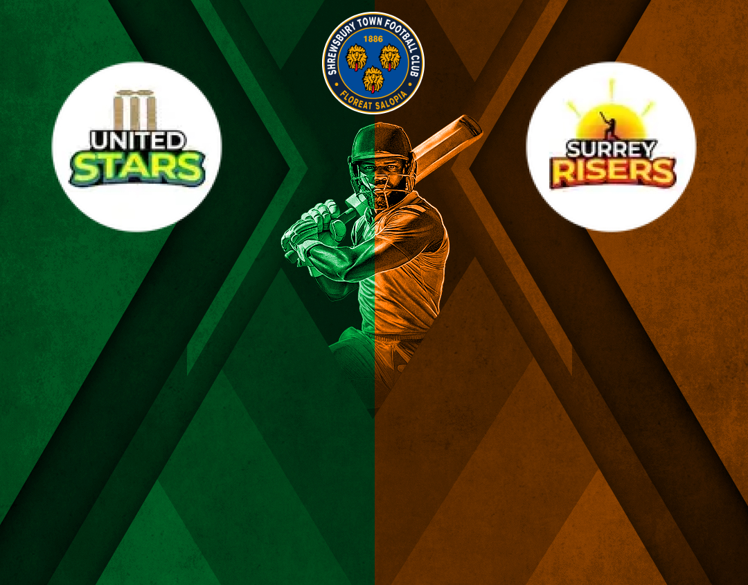 Match 26 of jamaica t10, 2025: middlesex united stars vs surrey risers banner