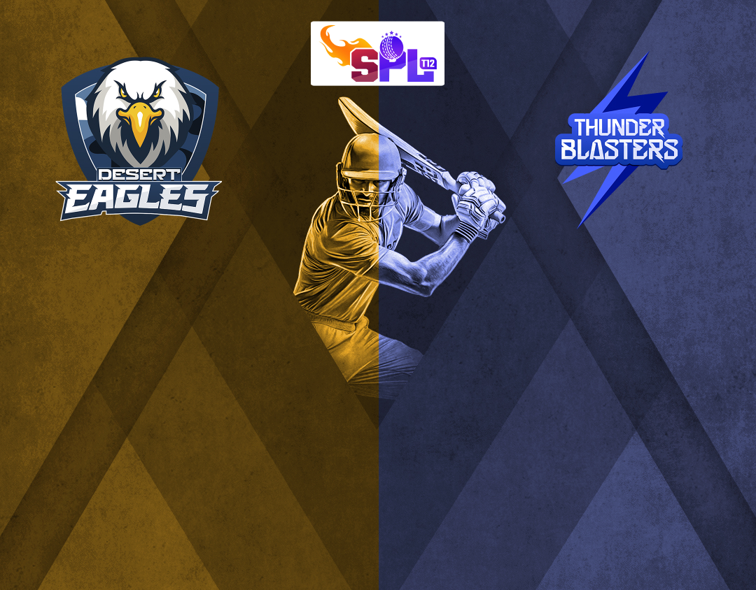 Match #1 of spl t12: desert eagles vs thunder blasters banner