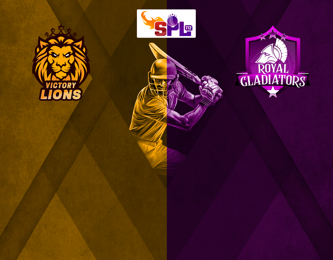 Match #6 of spl t12: victory lions vs royal gladiators banner