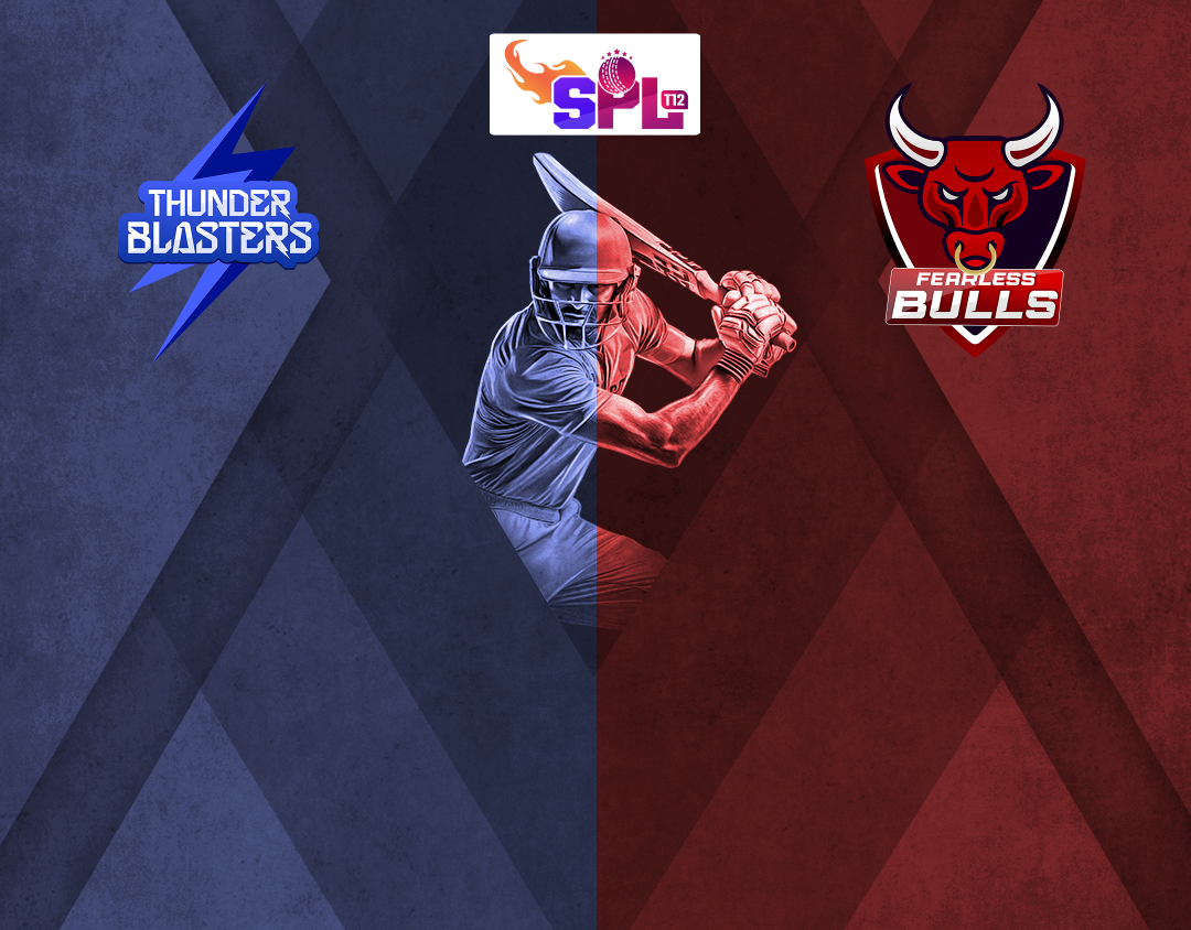 Match #8 of spl t12: thunder blasters vs fearless bulls banner