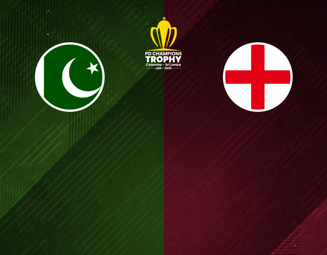 Match #5 of pd champions trophy: pakistan pd vs england pd banner