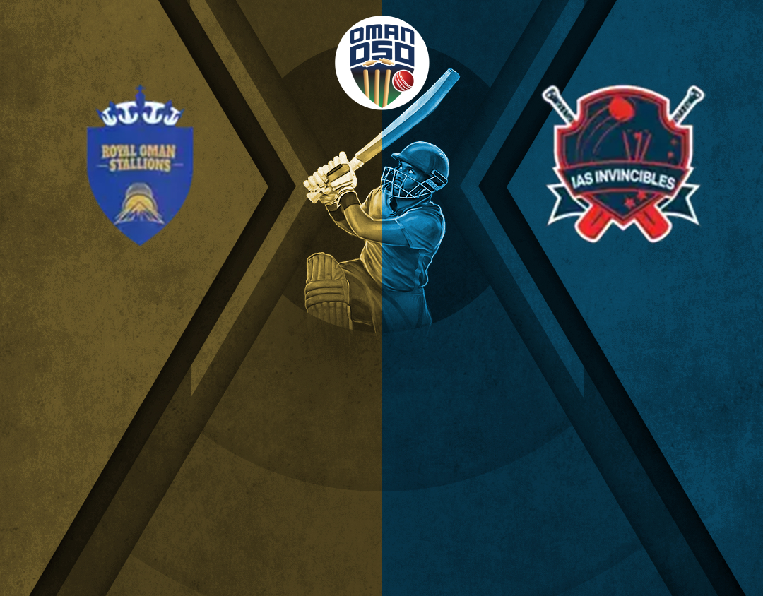 Match 2 of oman d50 league, 2025: royal oman stallions vs ias invincibles banner