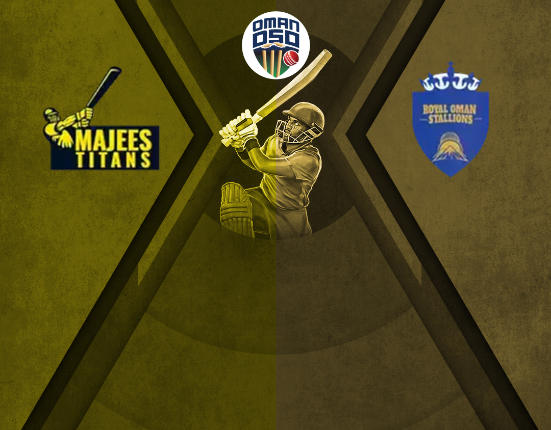 Match 4 of oman d50 league, 2025: majees titans vs royal oman stallions banner