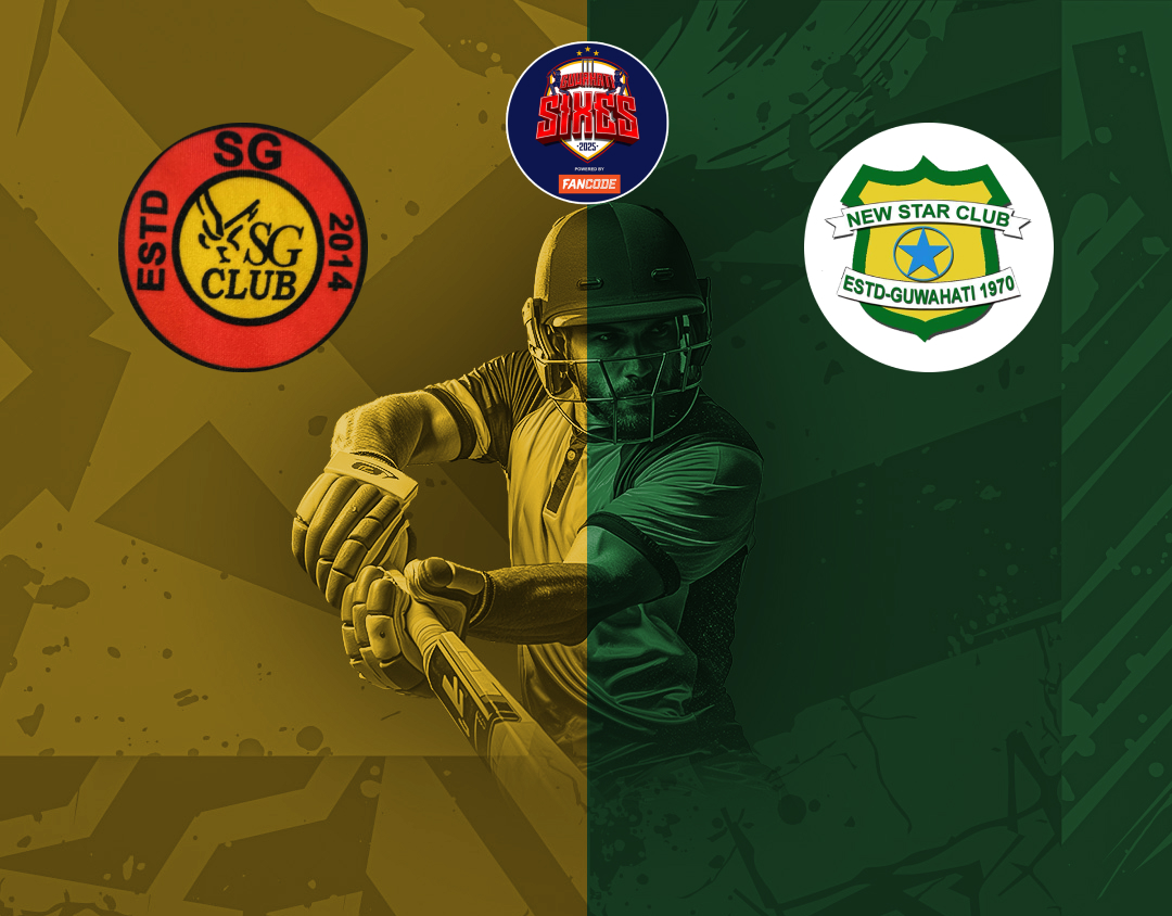 Match 5 of guwahati sixes tournament, 2025: sath gaon club vs new star club banner