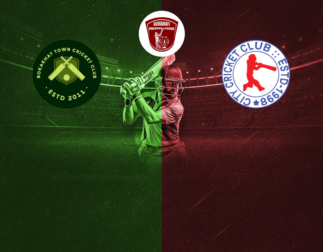 Match 12 of guwahati premier league, 2025: bokakhat town cricket club vs city cricket club banner