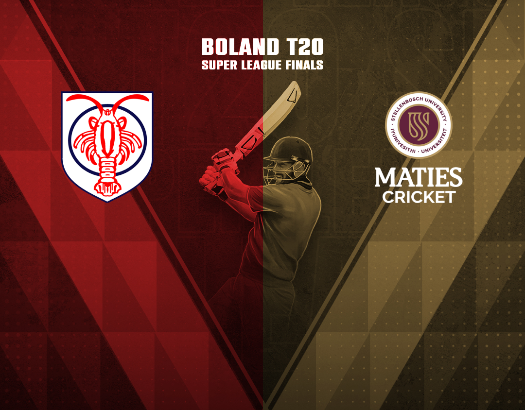 Match 8 of boland t20 super league finals, 2025: vredenburg/saldanha cc vs maties cricket club banner