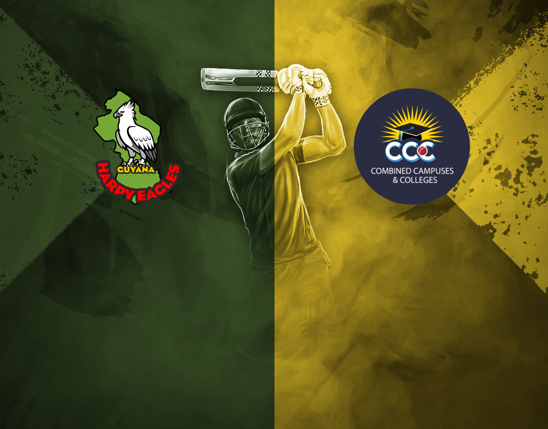 Match 5 of west indies championship, 2025: guyana harpy eagles vs combined campuses and colleges banner