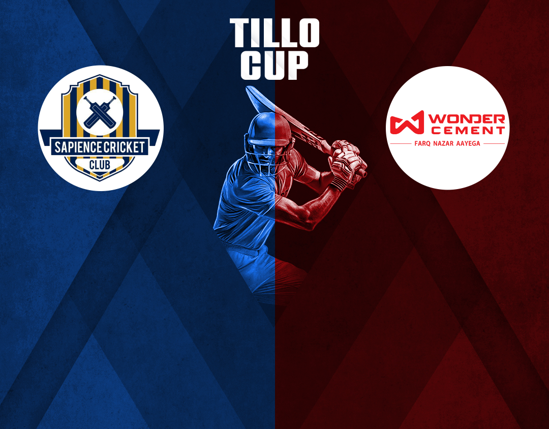 Match 11 of tillo cup, 2025: sapience vs wonder cement banner