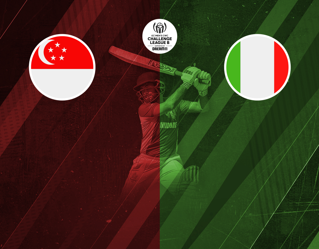 Match #20 of icc cwc challenge league b, 2024-26: singapore vs italy banner