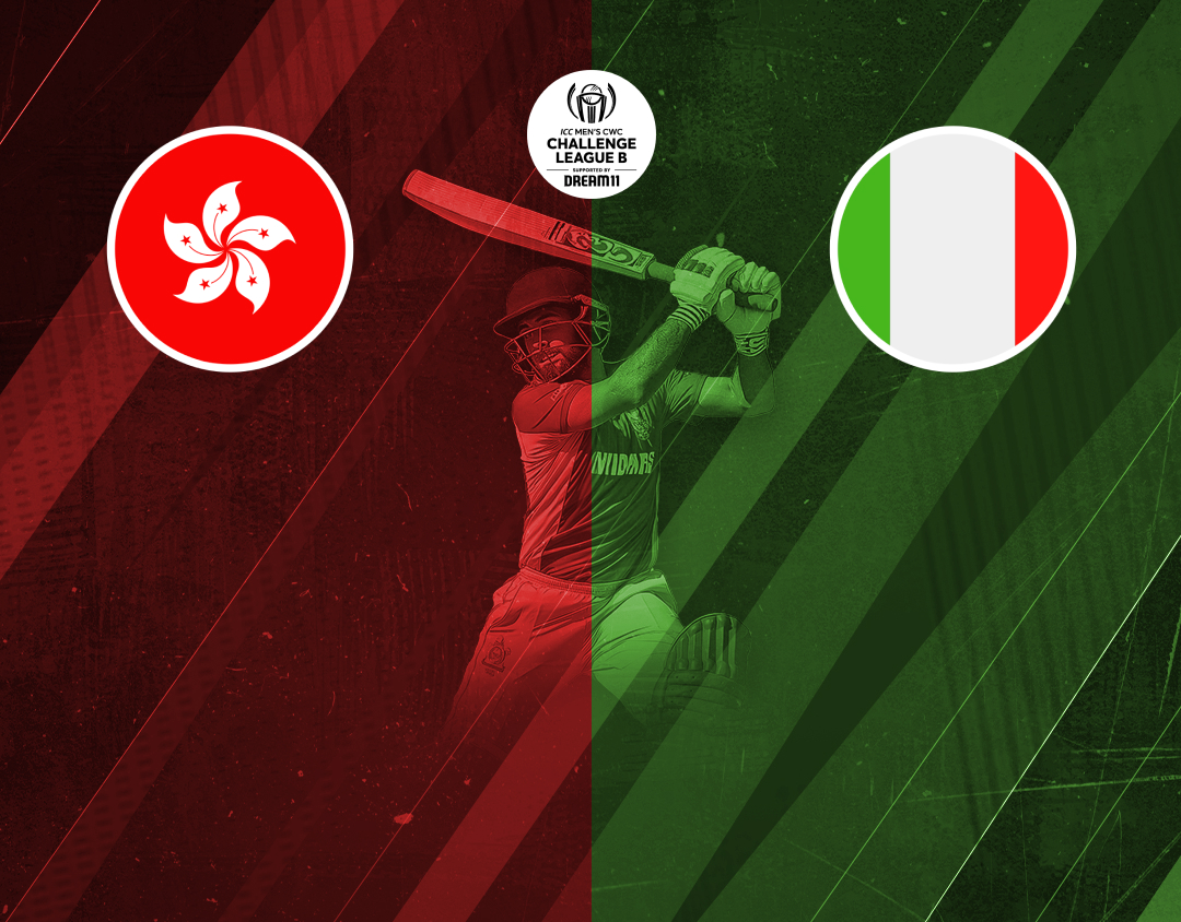 Match #30 of icc cwc challenge league b, 2024-26: hong kong, china vs italy banner