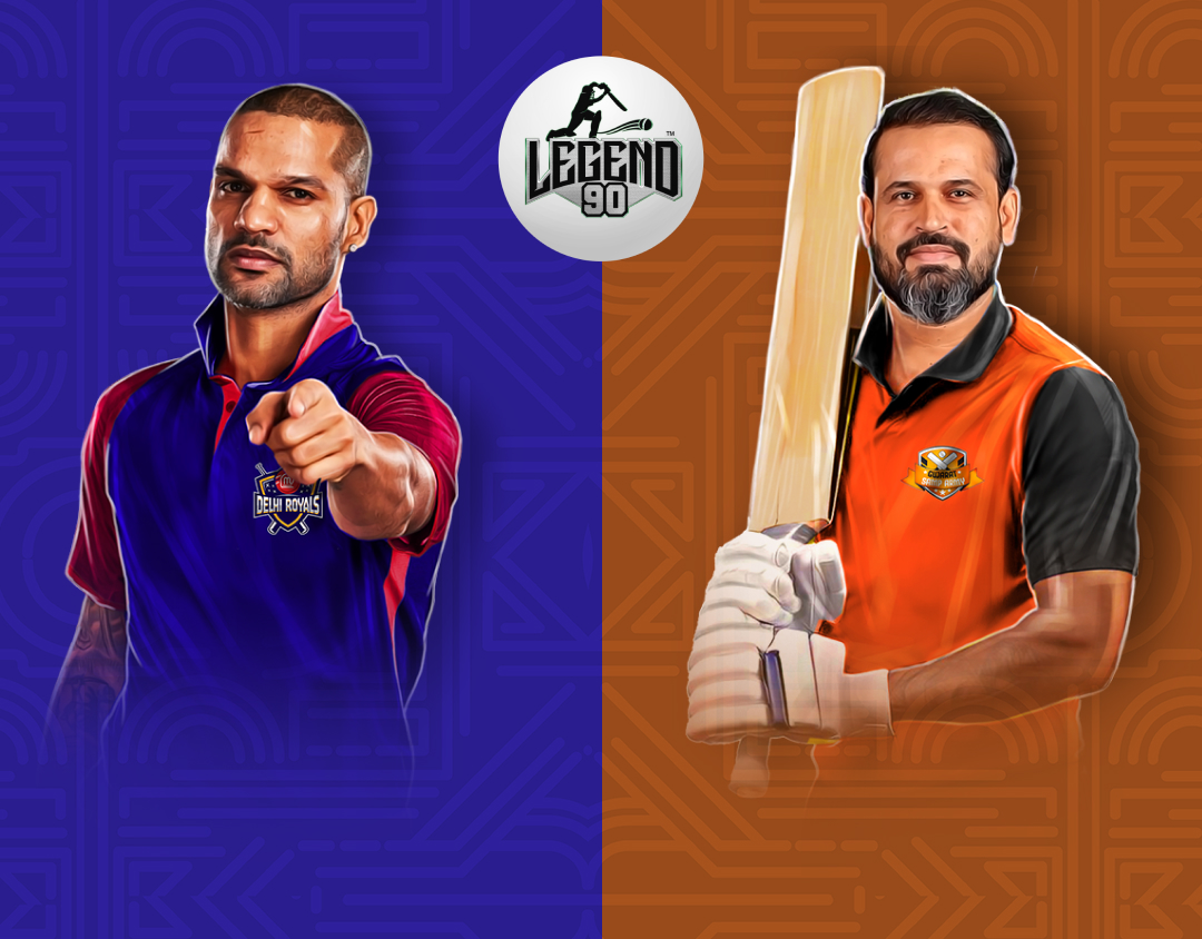 Eliminator of legend 90, 2025: delhi royals vs gujarat samp army banner