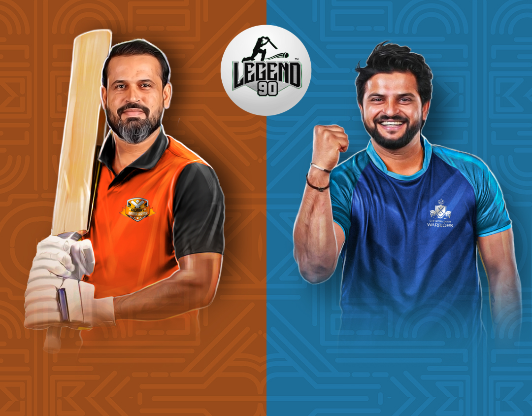 Match 21 of legend 90, 2025: gujarat samp army vs chhattisgarh warriors banner