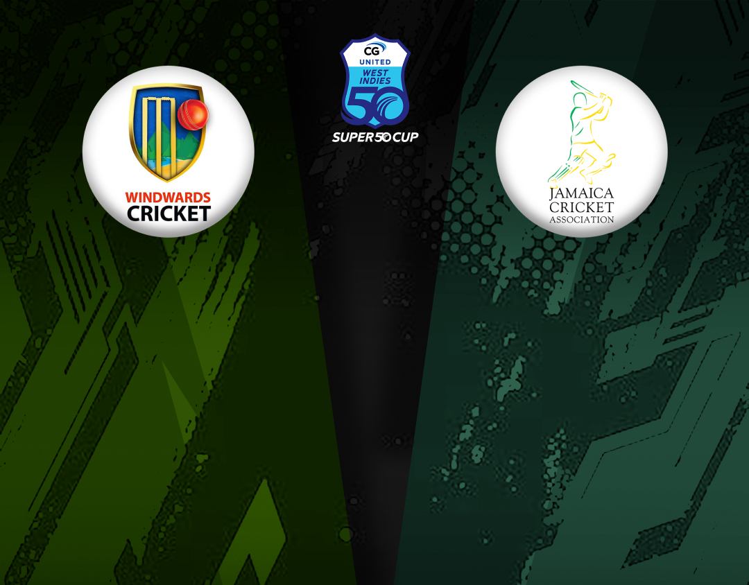 Match #13 of cg united women's super50 cup, 2025: windward islands women vs jamaica women banner