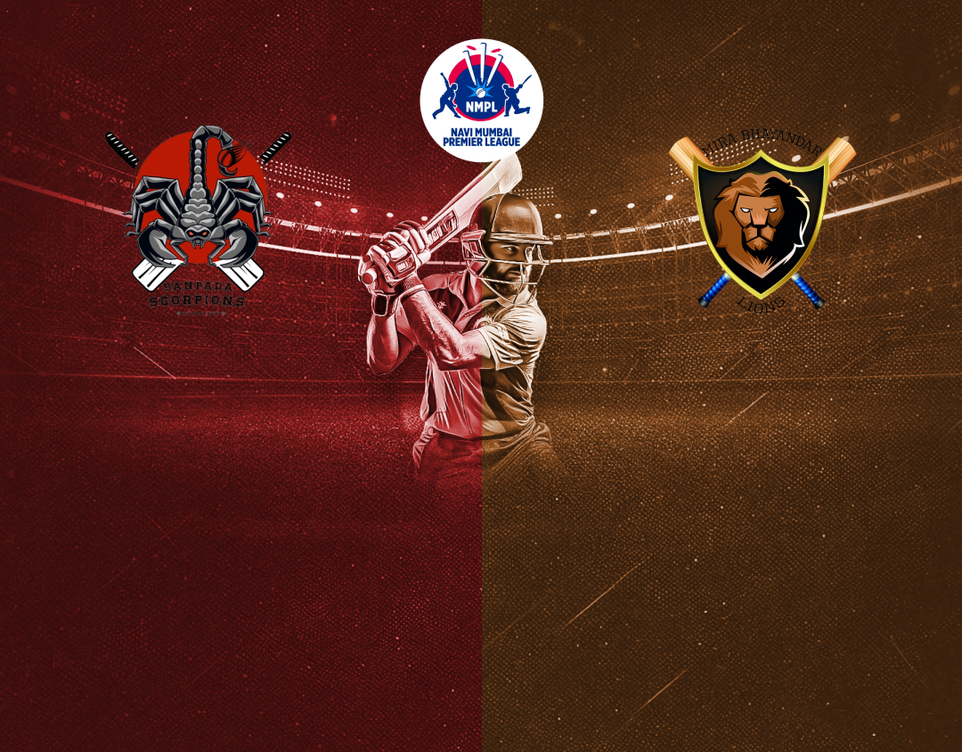 Match 1 of navi mumbai premier league t20, 2025: sanpada scorpions vs mira bhayandar lions banner