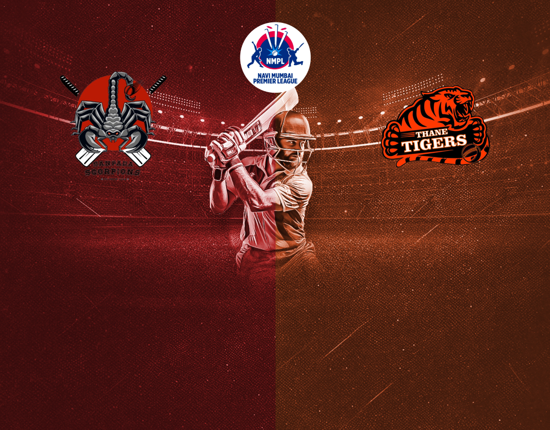 Match 17 of navi mumbai premier league t20, 2025: sanpada scorpions vs thane tigers banner