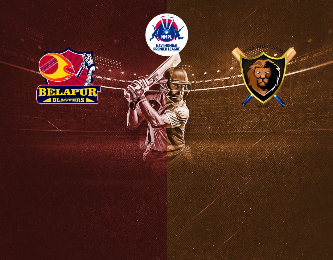 Match 26 of navi mumbai premier league t20, 2025: belapur blasters vs mira bhayandar lions banner