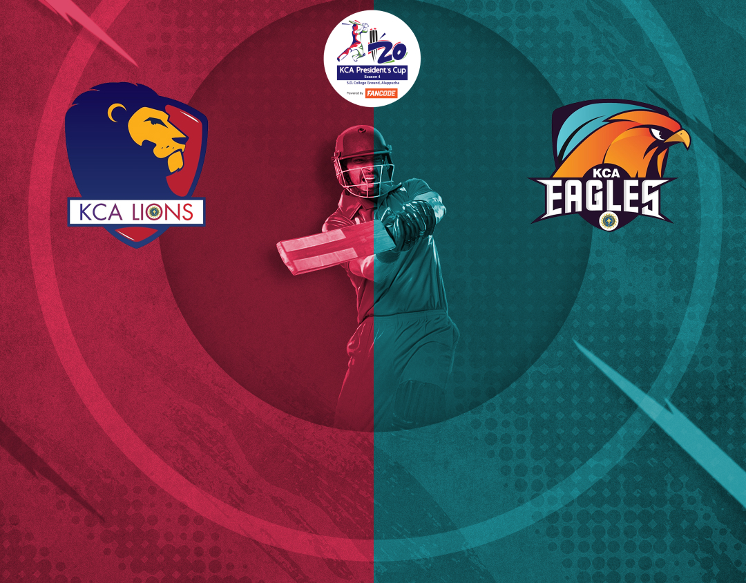 Match 8 of kca presidents cup t20, 2025: kca lions vs kca eagles banner