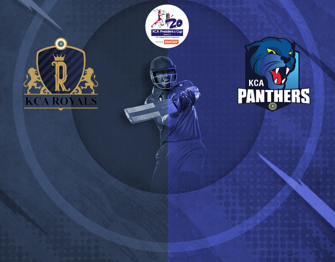 Match 13 of kca presidents cup t20, 2025: kca royals vs kca panthers banner