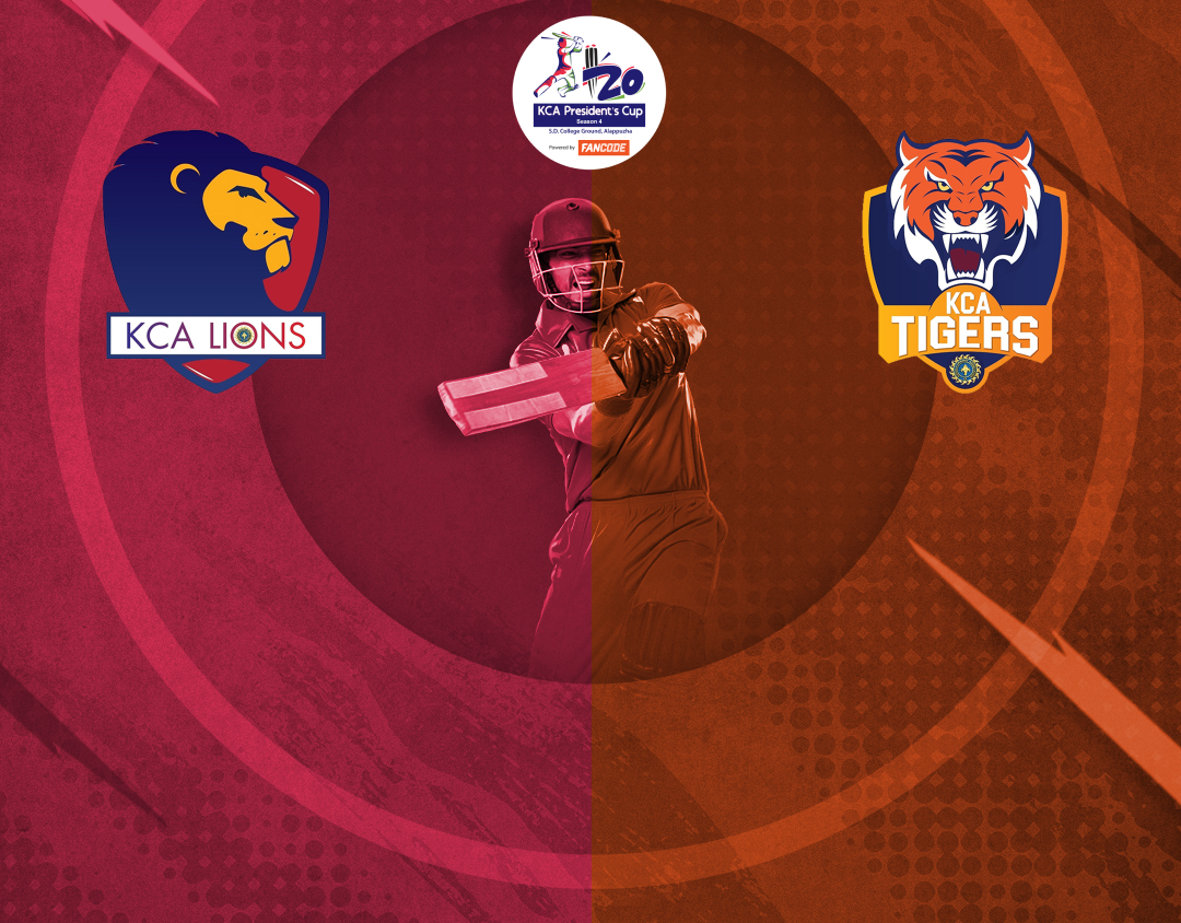 Match 14 of kca presidents cup t20, 2025: kca lions vs kca tigers banner