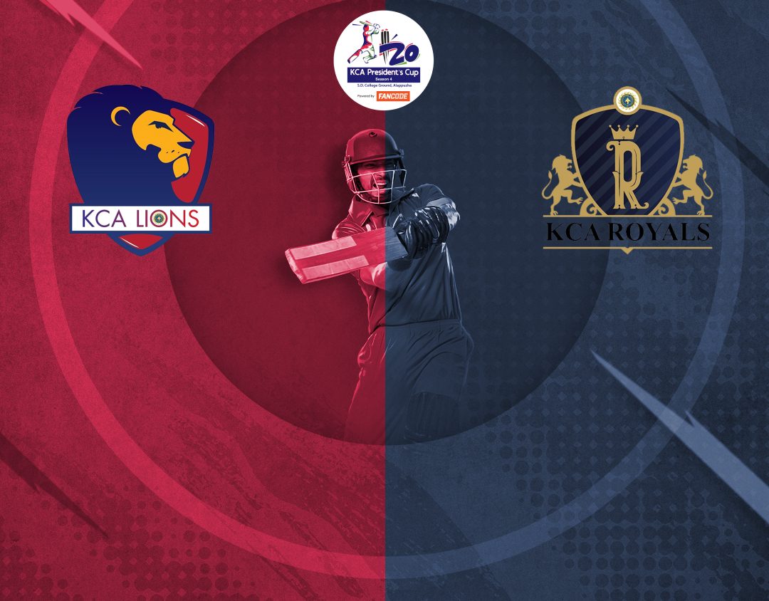 Match 20 of kca presidents cup t20, 2025: kca lions vs kca royals banner