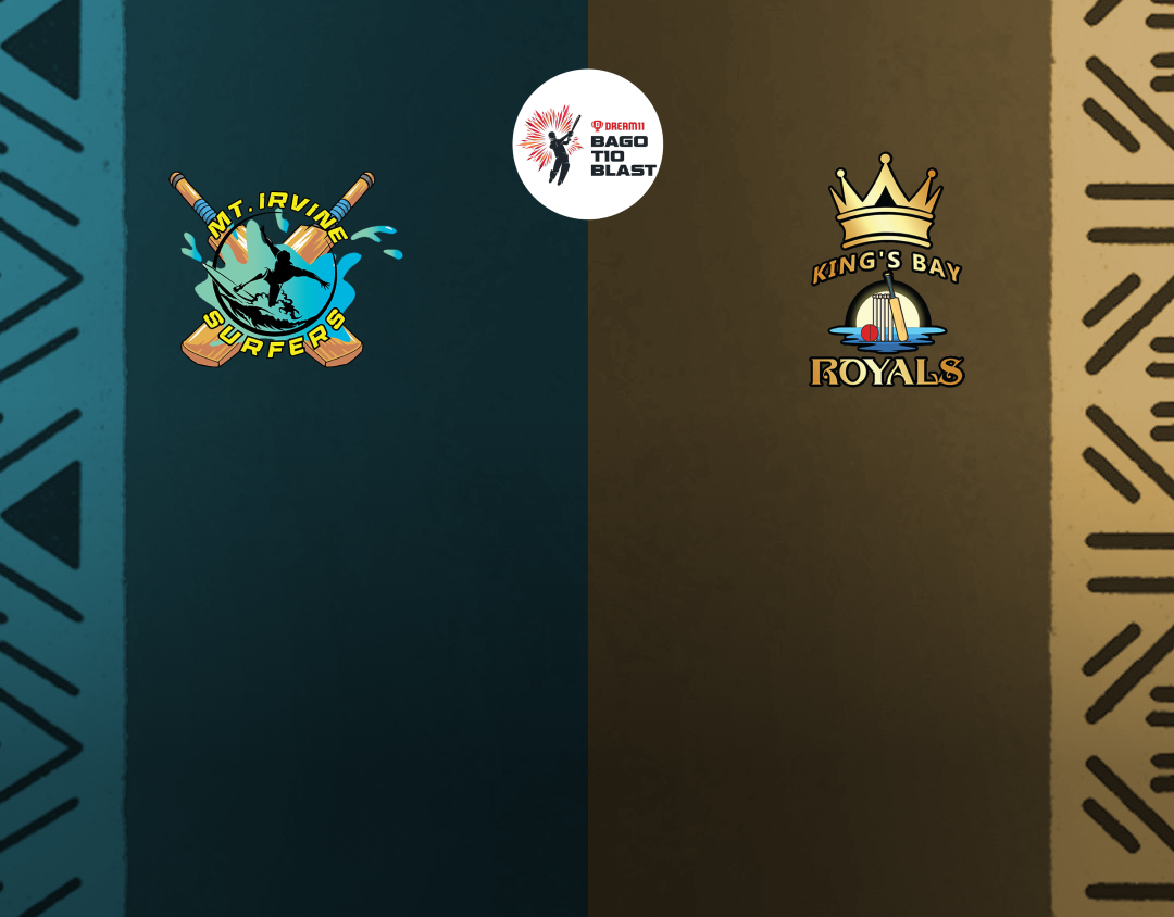 Match 3 of dream11 bago t10 blast, 3rd edition, 2025: mt irvine surfers vs kings bay royals banner
