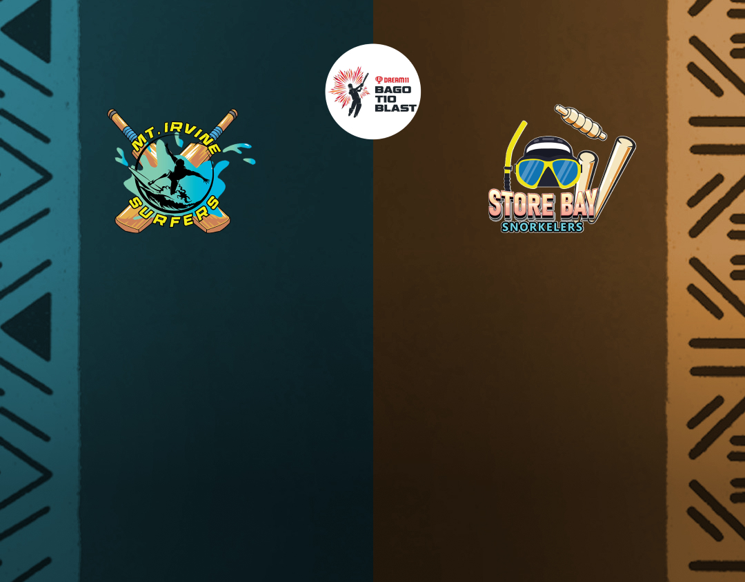 Match 5 of dream11 bago t10 blast, 3rd edition, 2025: mt irvine surfers vs store bay snorkelers banner