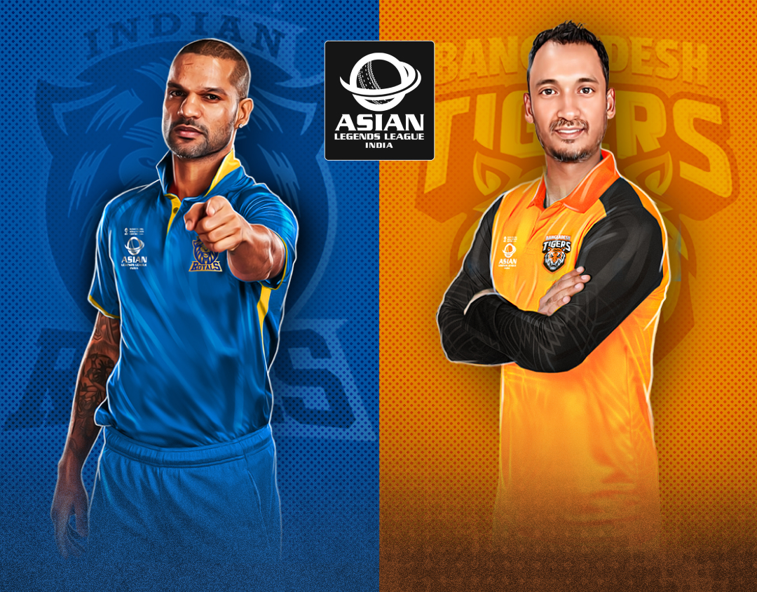 Match 2 of asian legends league, 2025: indian royals vs bangladesh tigers banner