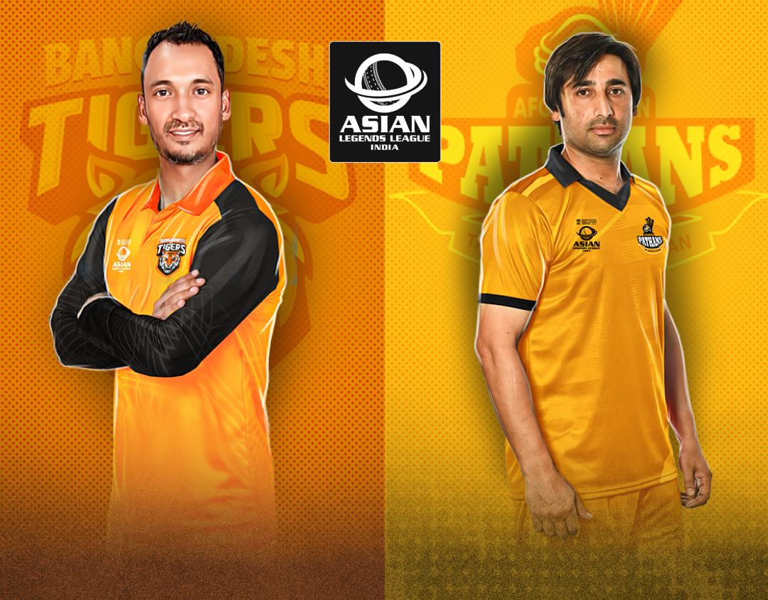 Match 3 of asian legends league, 2025: bangladesh tigers vs afghanistan pathans banner