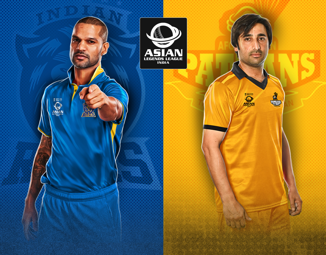 Match 8 of asian legends league, 2025: indian royals vs afghanistan pathans banner