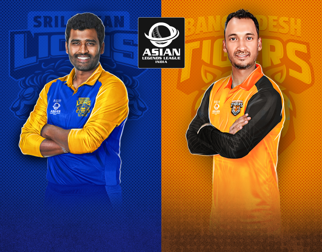 Match 9 of asian legends league, 2025: sri lankan lions vs bangladesh tigers banner