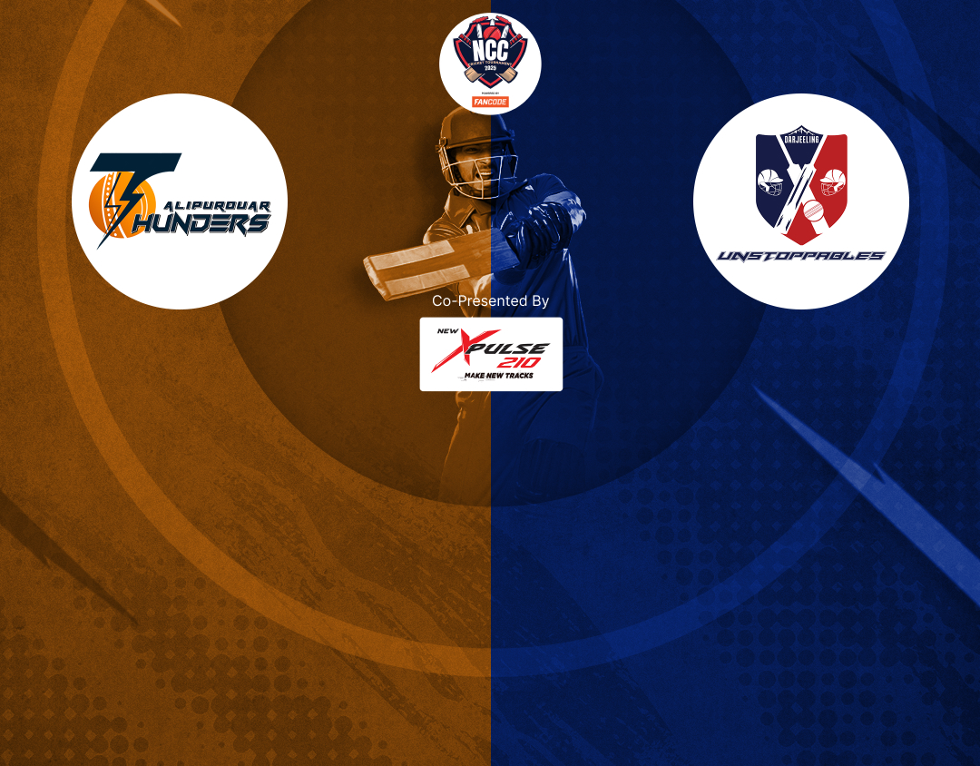 Match 16 of kolkata ncc t20: alipurduar thunders vs darjeeling unstoppables banner