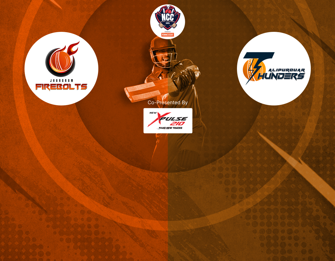 Match 21 of kolkata ncc t20: jhargram firebolts vs alipurduar thunders banner