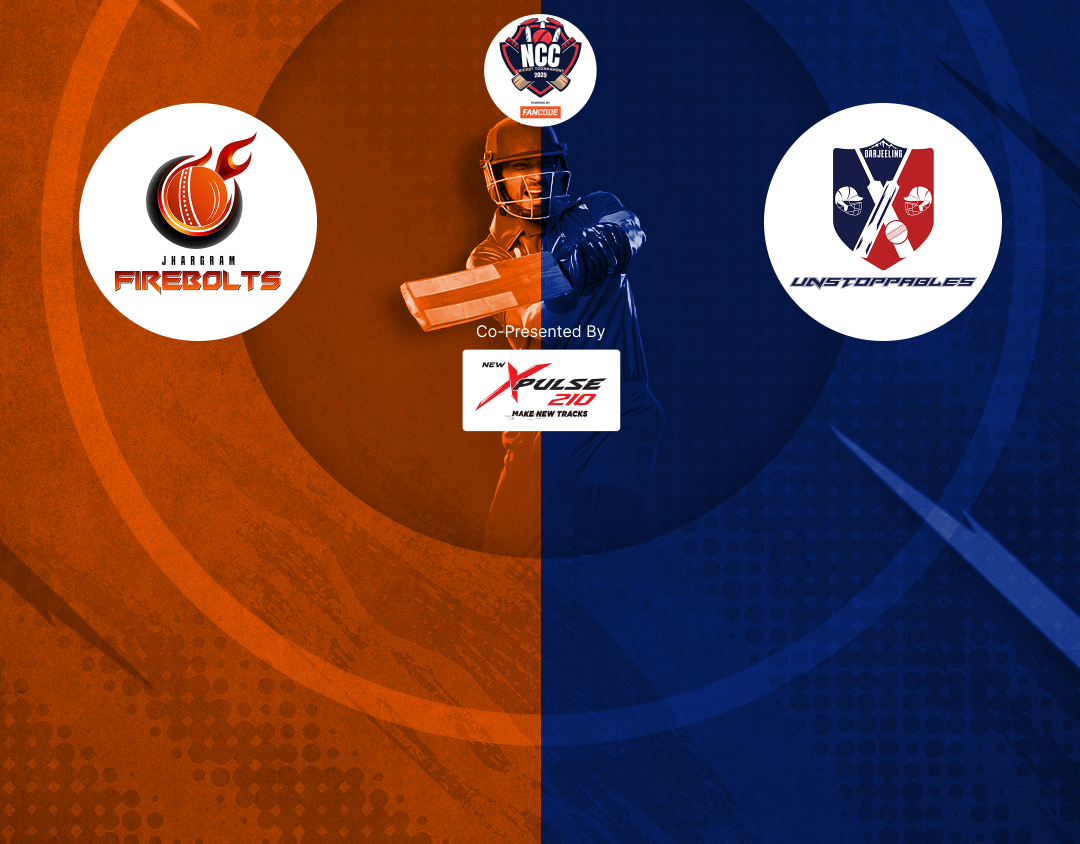 Match 28 of kolkata ncc t20: jhargram firebolts vs darjeeling unstoppables banner