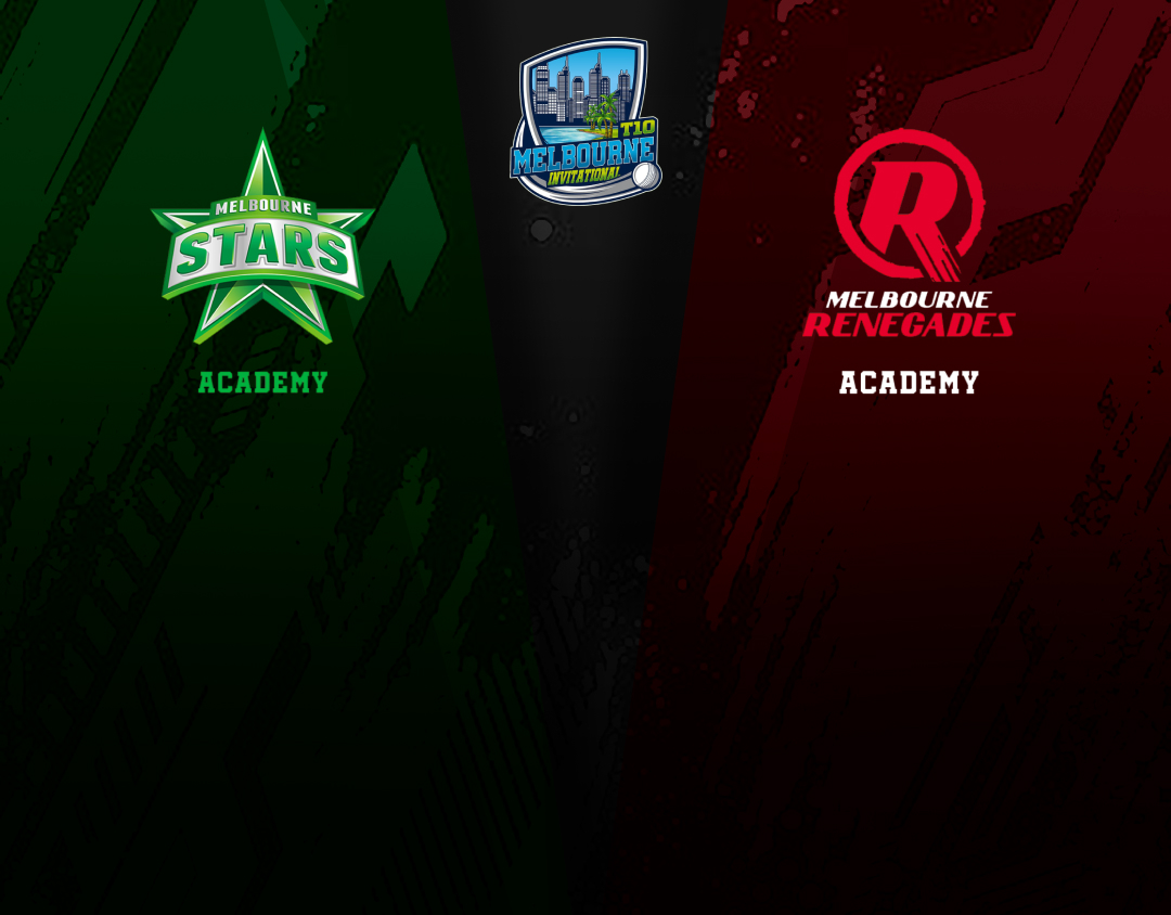 Match 4 of melbourne t10 invitational, 2025: melbourne stars academy vs melbourne renegades academy banner