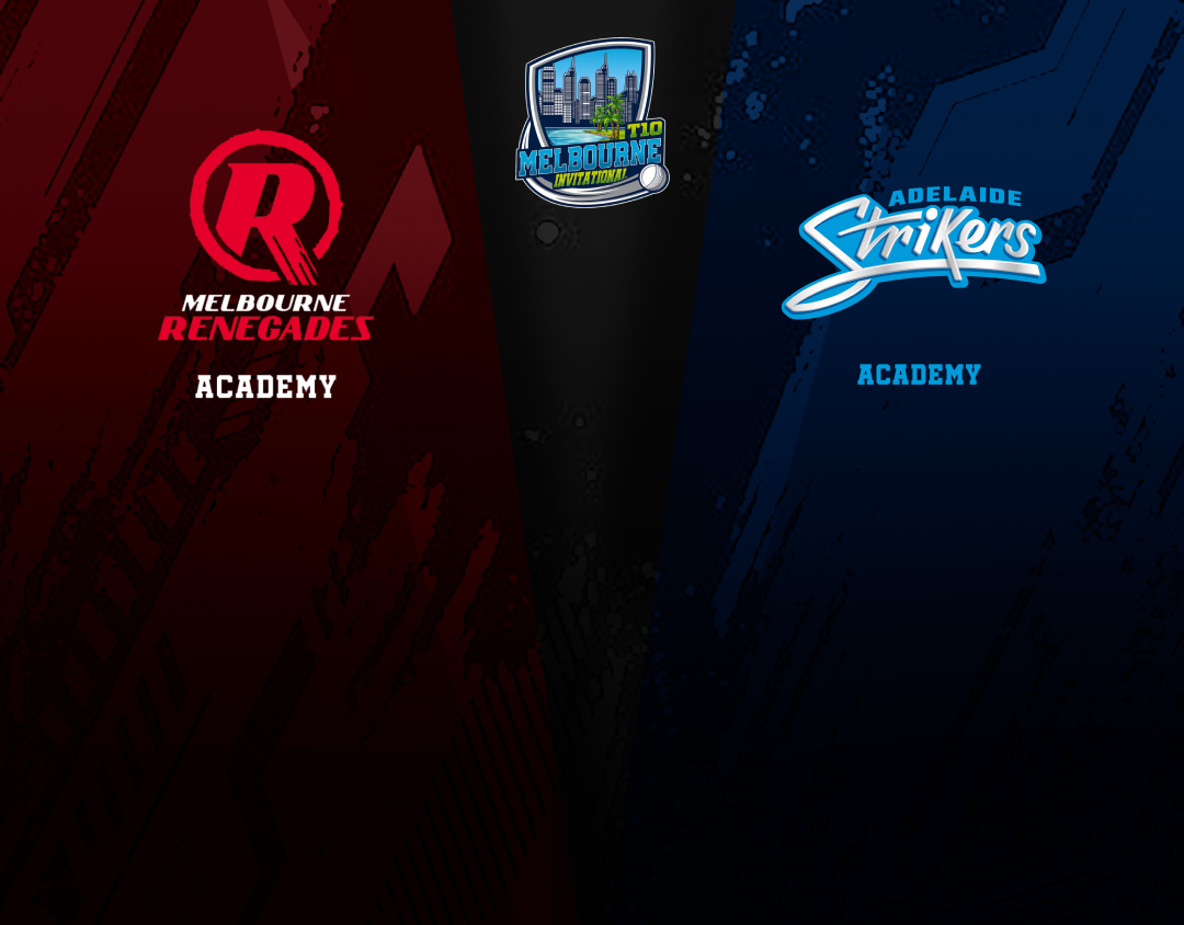 Match 12 of melbourne t10 invitational, 2025: melbourne renegades academy vs adelaide strikers academy banner