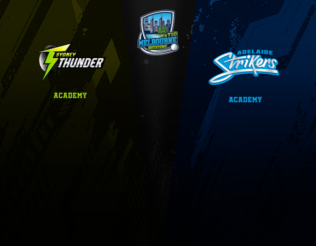 Match 14 of melbourne t10 invitational, 2025: sydney thunder academy vs adelaide strikers academy banner