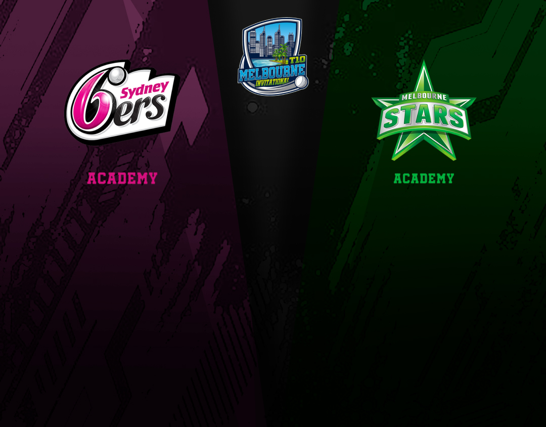 Match 17 of melbourne t10 invitational, 2025: sydney sixers academy vs melbourne stars academy banner