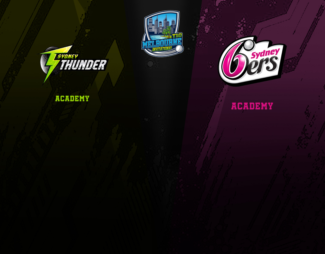 Match 19 of melbourne t10 invitational, 2025: sydney thunder academy vs sydney sixers academy banner