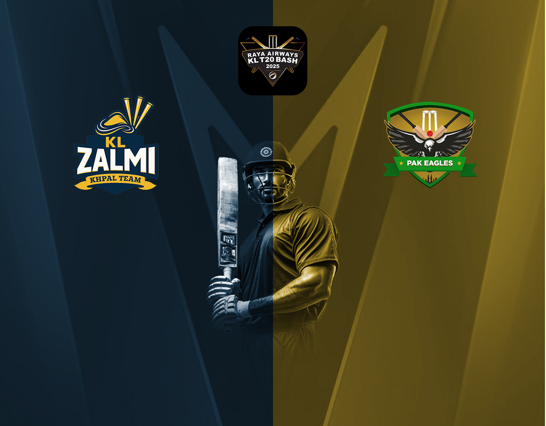 Match 1 of kl t20 bash, 2025: kl zalmi vs pak eagles banner