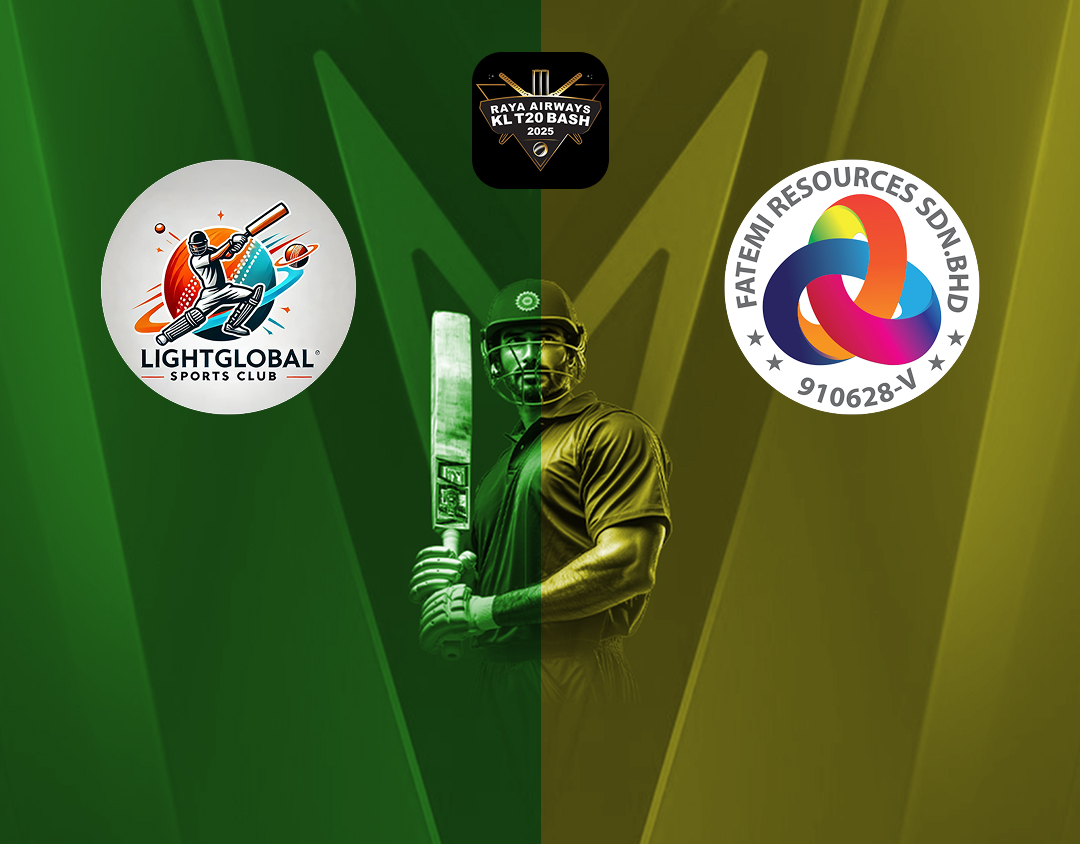 Match 4 of kl t20 bash, 2025: light global sports club vs fatemi resources cricket club banner
