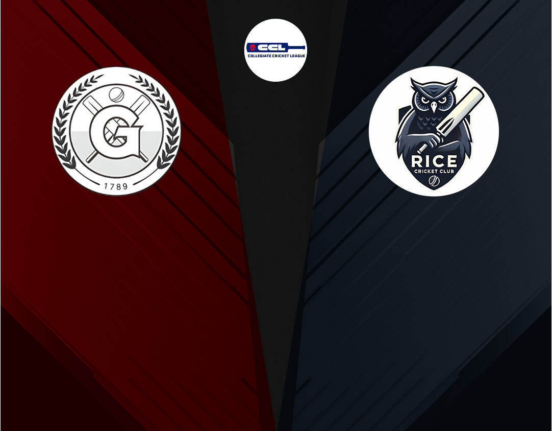 Match #6 of collegiate cricket league: georgetown university cricket club vs rice university cricket club banner