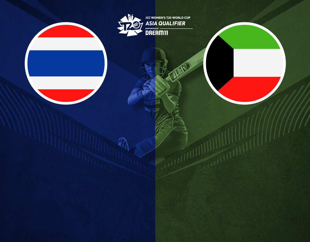 Match 1 of icc women's t20 world cup asia qualifier, 2025: thailand women vs kuwait women banner