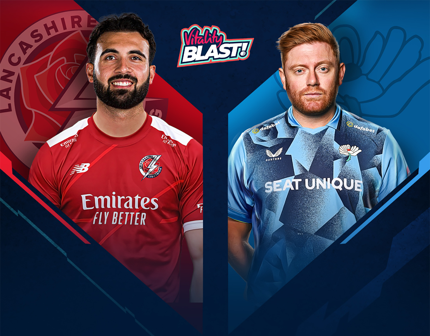 Match 103 of vitality blast t20, 2025: lancashire vs yorkshire banner