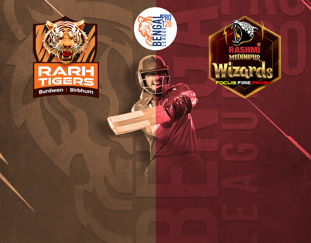 Match 14 of bengal pro t20 league, 2025: shrachi rarh tigers vs rashmi medinipur wizards banner