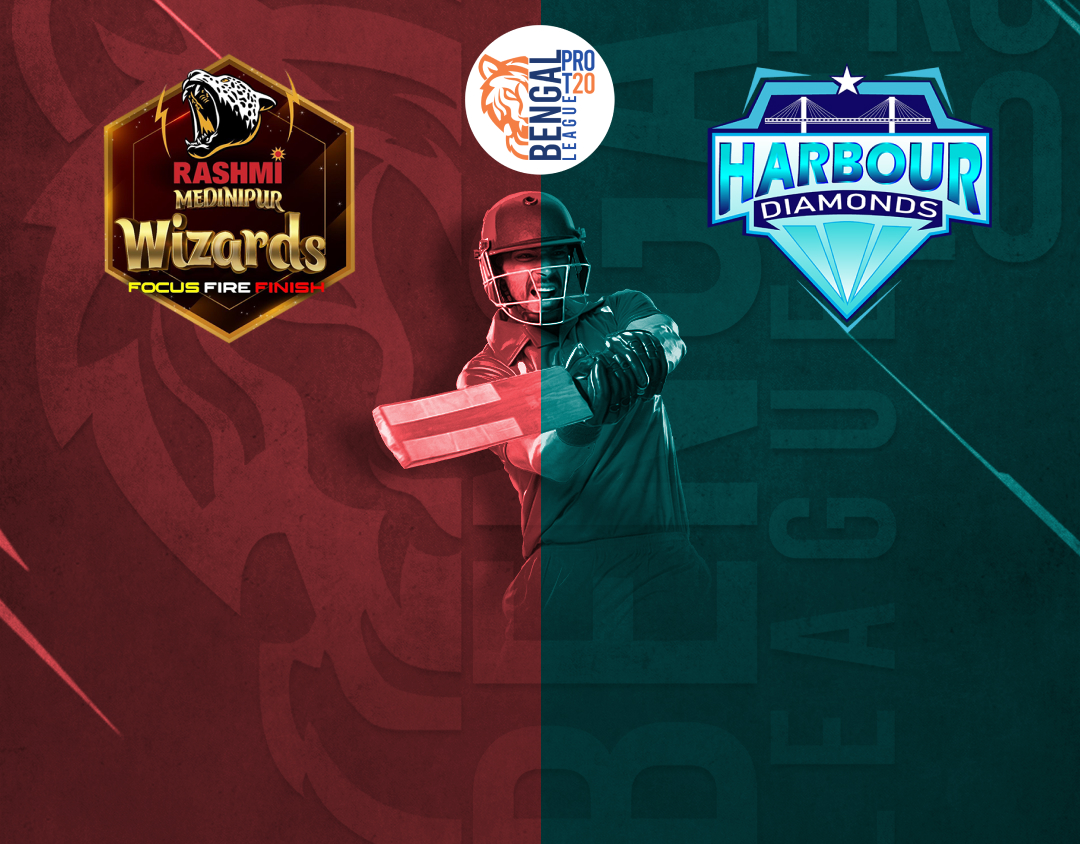 Match 17 of bengal pro t20 league, 2025: rashmi medinipur wizards vs harbour diamonds banner