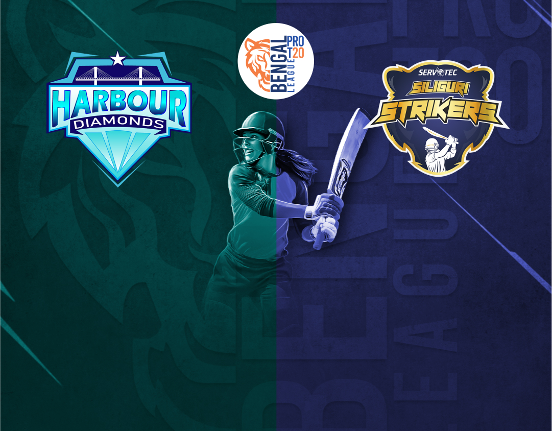 Match 20 of bengal women's pro t20 league, 2025: harbour diamonds womens vs servotech siliguri strikers womens banner