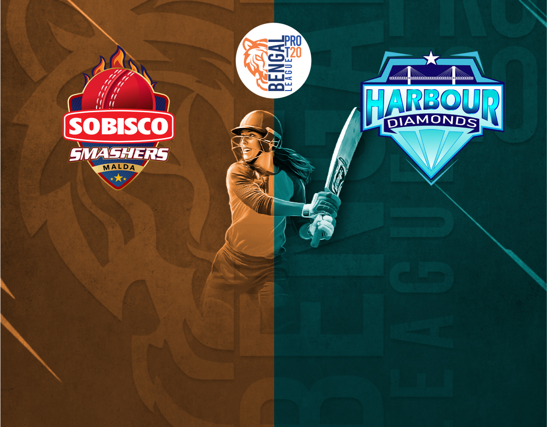Match 24 of bengal women's pro t20 league, 2025: sobisco smashers malda womens vs harbour diamonds womens banner