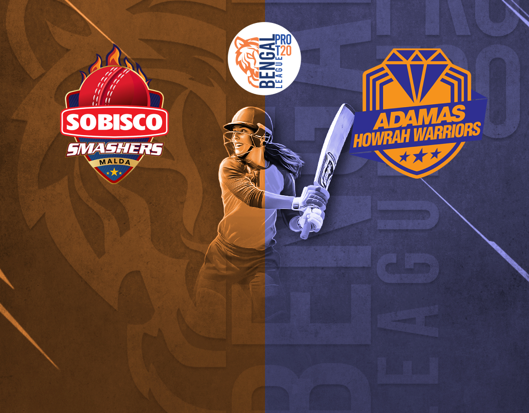 Match 26 of bengal women's pro t20 league, 2025: sobisco smashers malda womens vs adamas howrah warriors womens banner